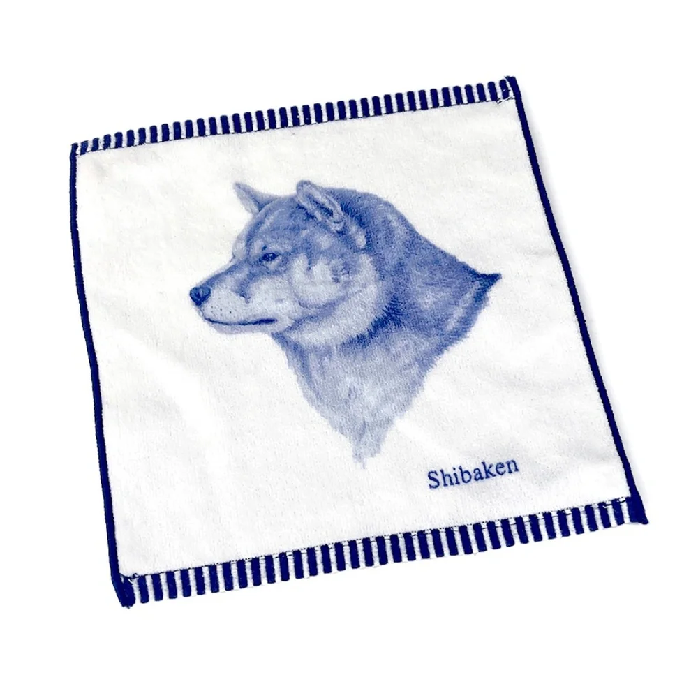 Blue Shiba Inu Face Towel from Japan